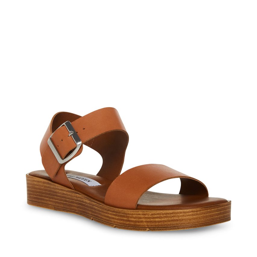 Sandalias de Plataforma Steve Madden Keenan Cuero Mujer Marrones | ES YJ2S09